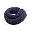 Écharpe chaude tricotée au crochet en crochet de couleur vintage - Bleu Marine/Gris/Blanc 