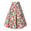 Jupe mi-longue évasée tulipe - Rouge et Blanc L