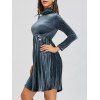 Turtleneck Long Sleeve Velvet Mini Pleated Dress - FROST 2XL