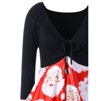 Online christmas plus size santa claus print flare dress