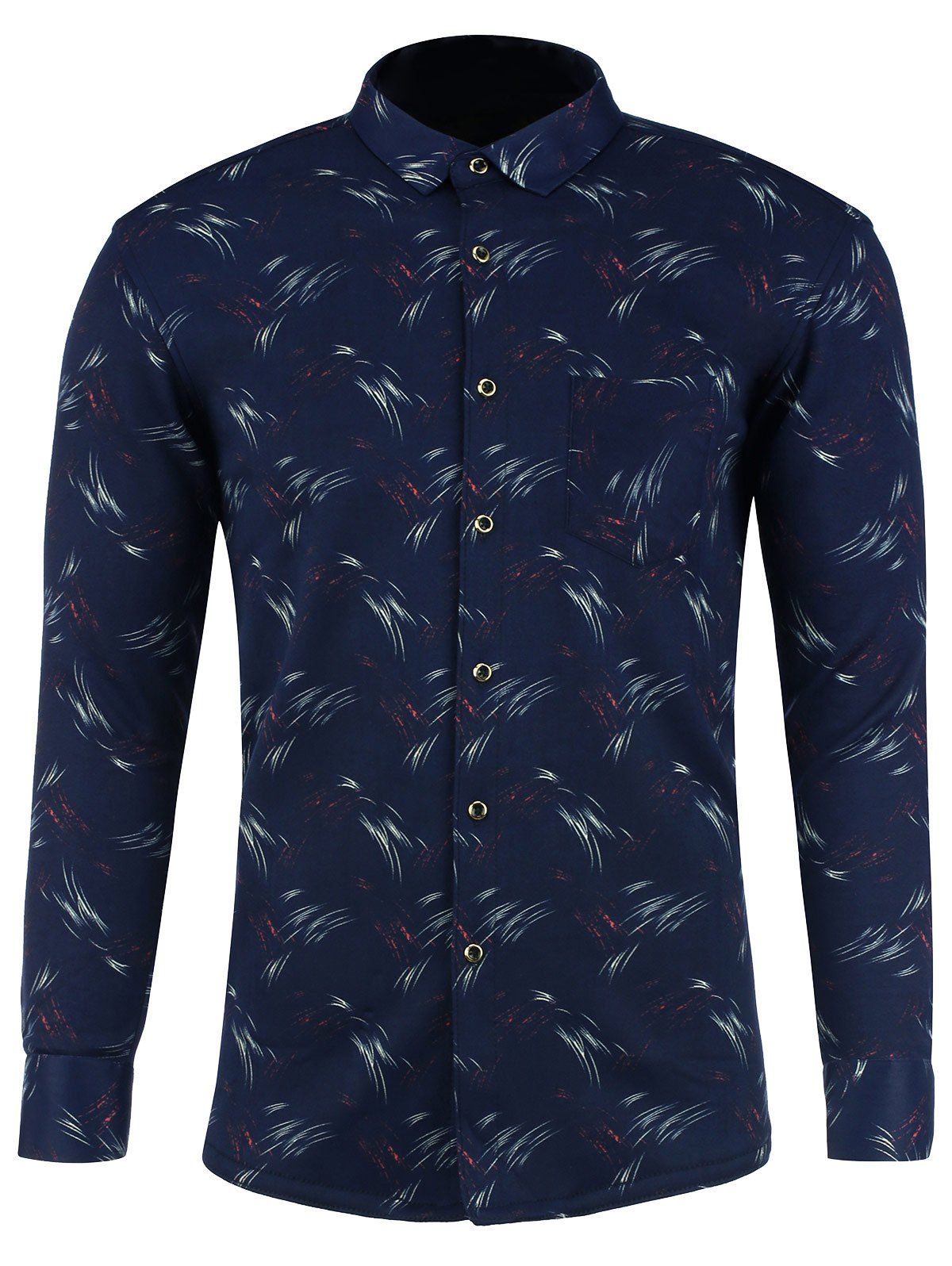 

Splatter Paint Print Long Sleeve Fleece Shirt, Colormix