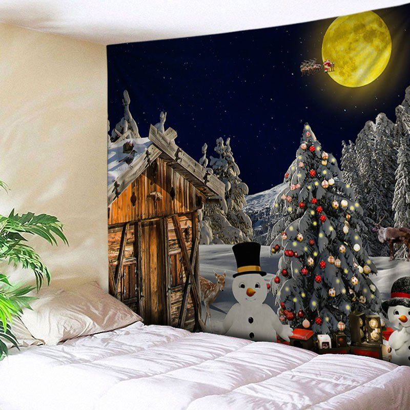 

Christmas Forest House Print Tapestry Wall Hanging Art, Colormix