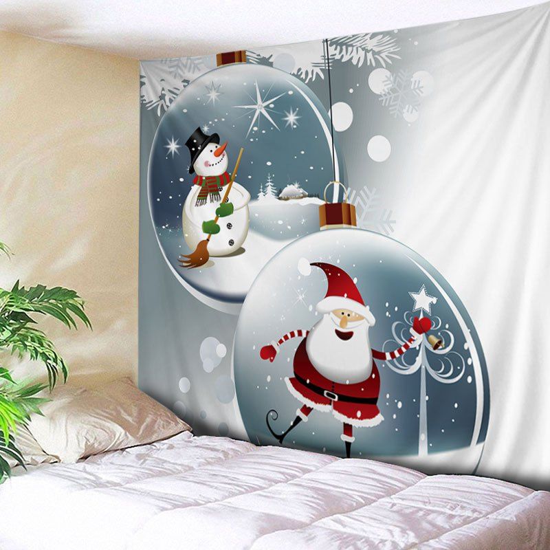 

Christmas Santa Baubles Print Tapestry Wall Hanging Art, White