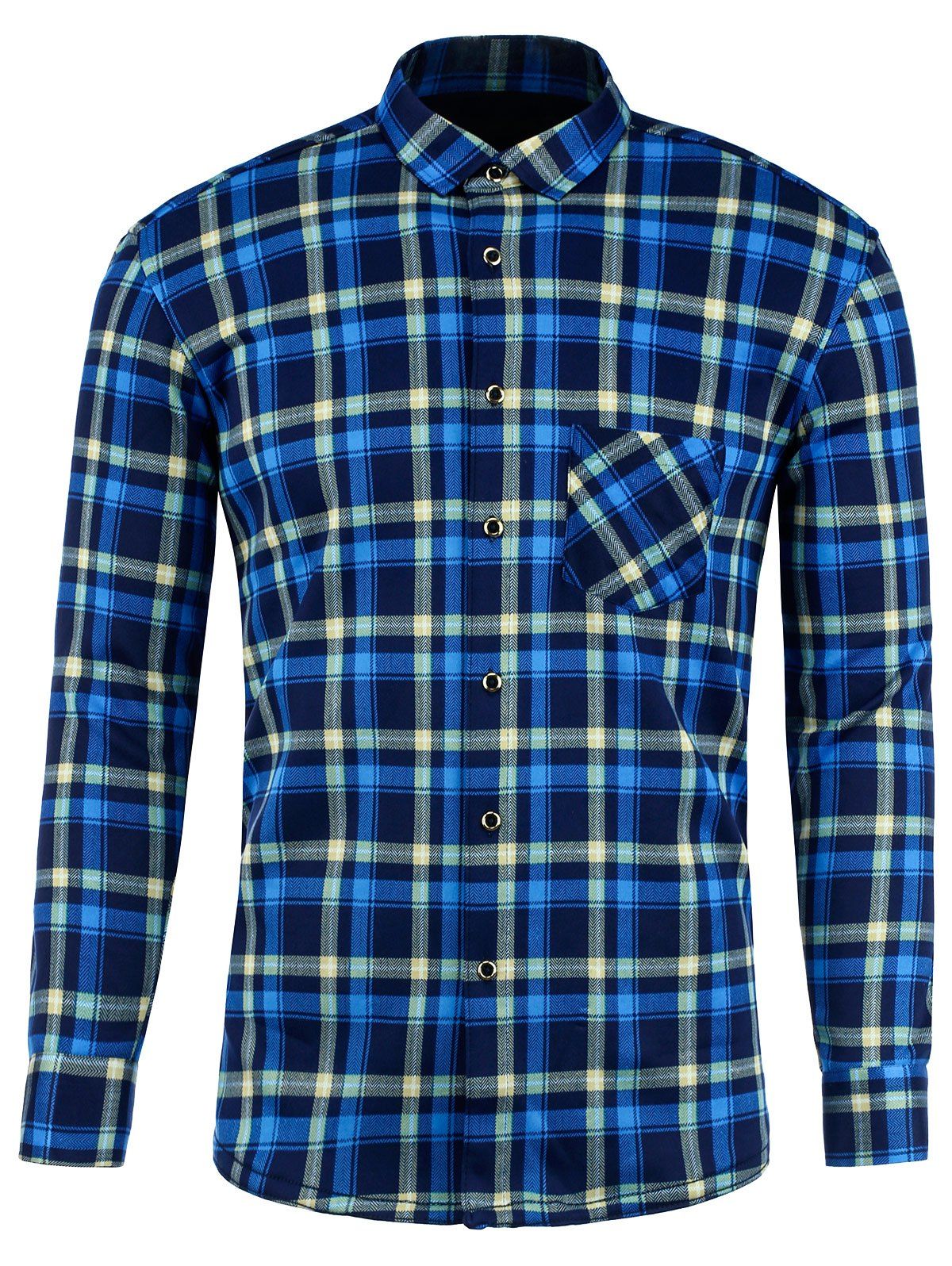 

Tartan Print Long Sleeve Fleece Shirt, Colormix