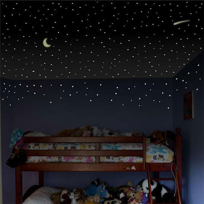 

Luminous Starry Moon Night Pattern Wall Art Sticker, Green
