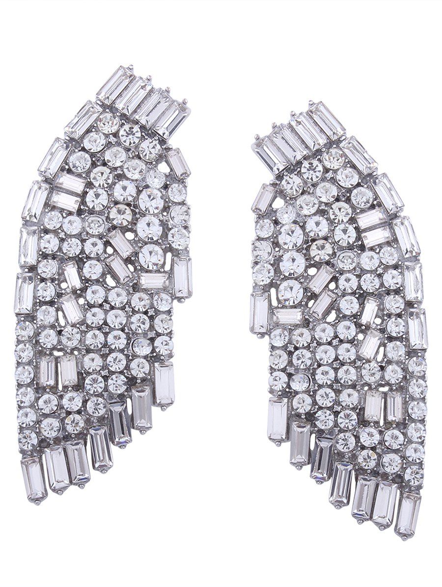 

Sparkly Rhinestone Angel Wings Earrings, White