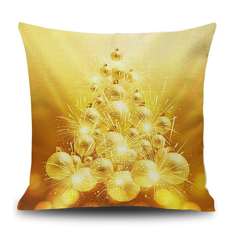 

Christmas Baubles Print Linen Decorative Pillowcase, Golden