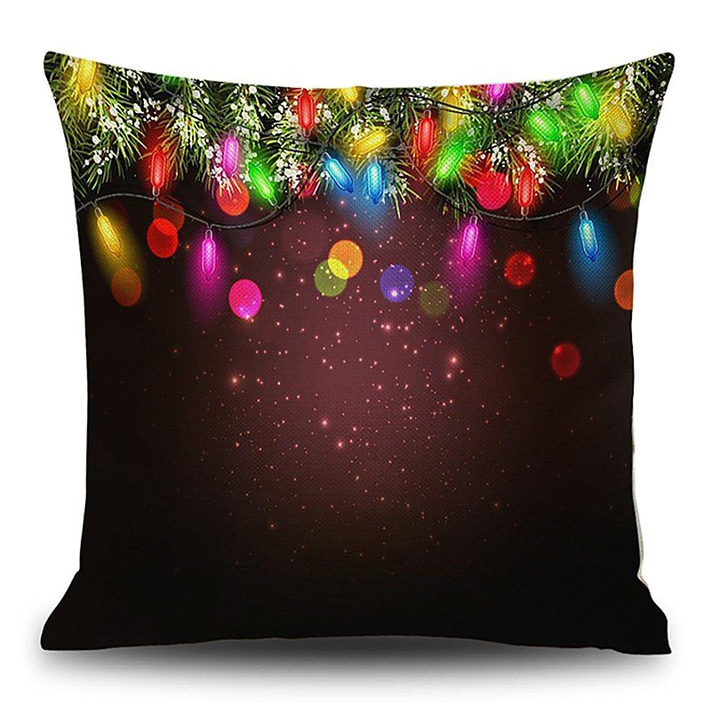 

String Lights Christmas Print Linen Sofa Pillowcase, Colormix