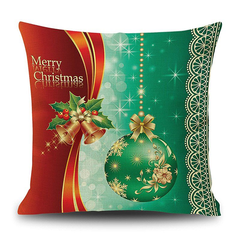 

Christmas Bauble Bells Print Linen Sofa Pillowcase, Colormix