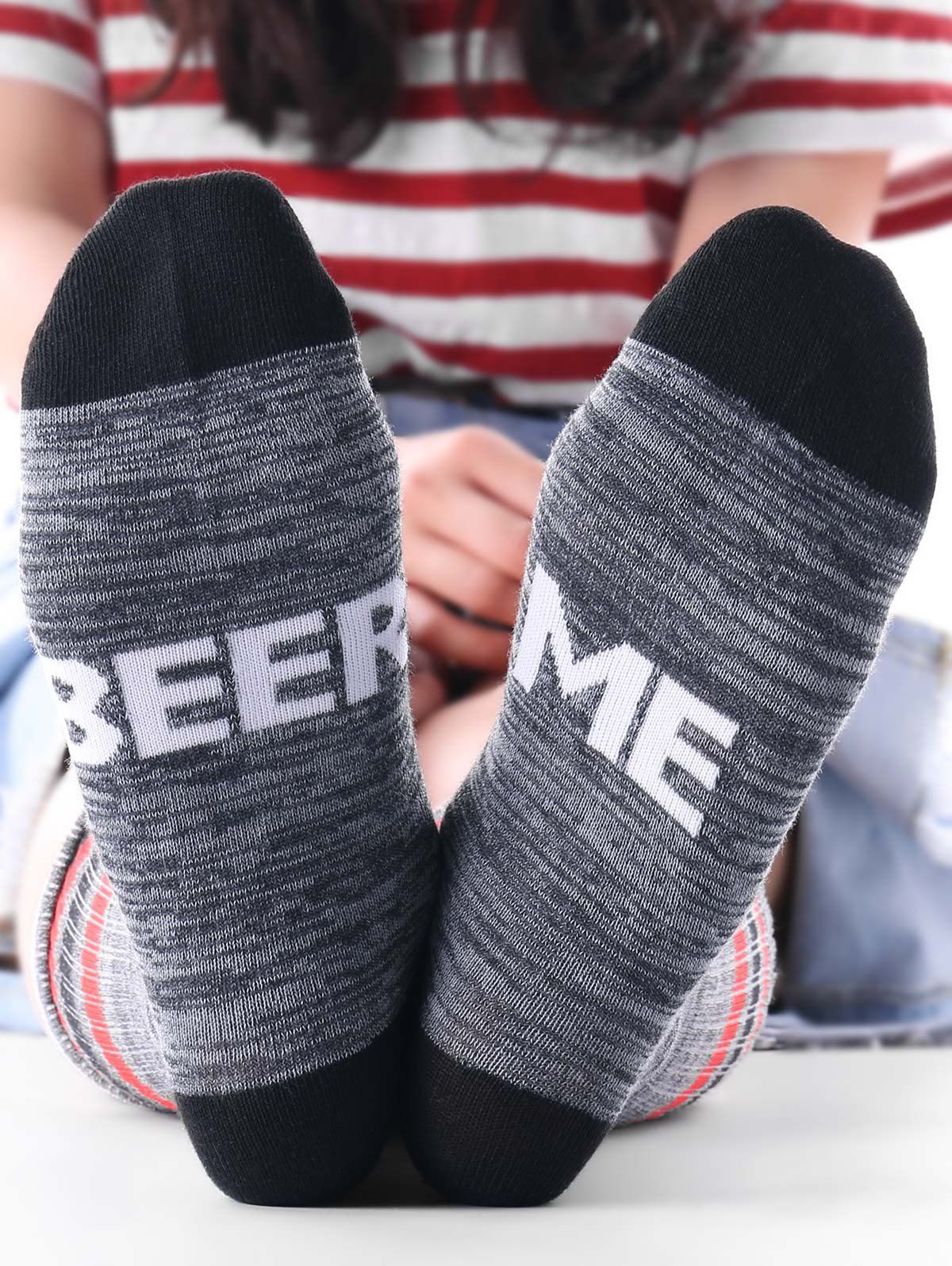 

Beer Me Printing Ankle Socks, Gray