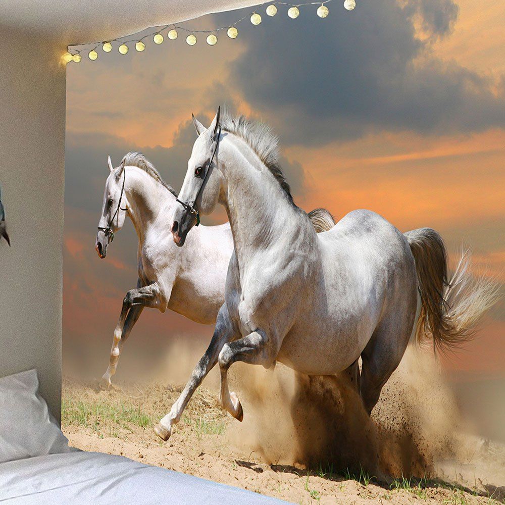 

Running Horses Pattern Waterproof Wall Art Tapestry, Colormix