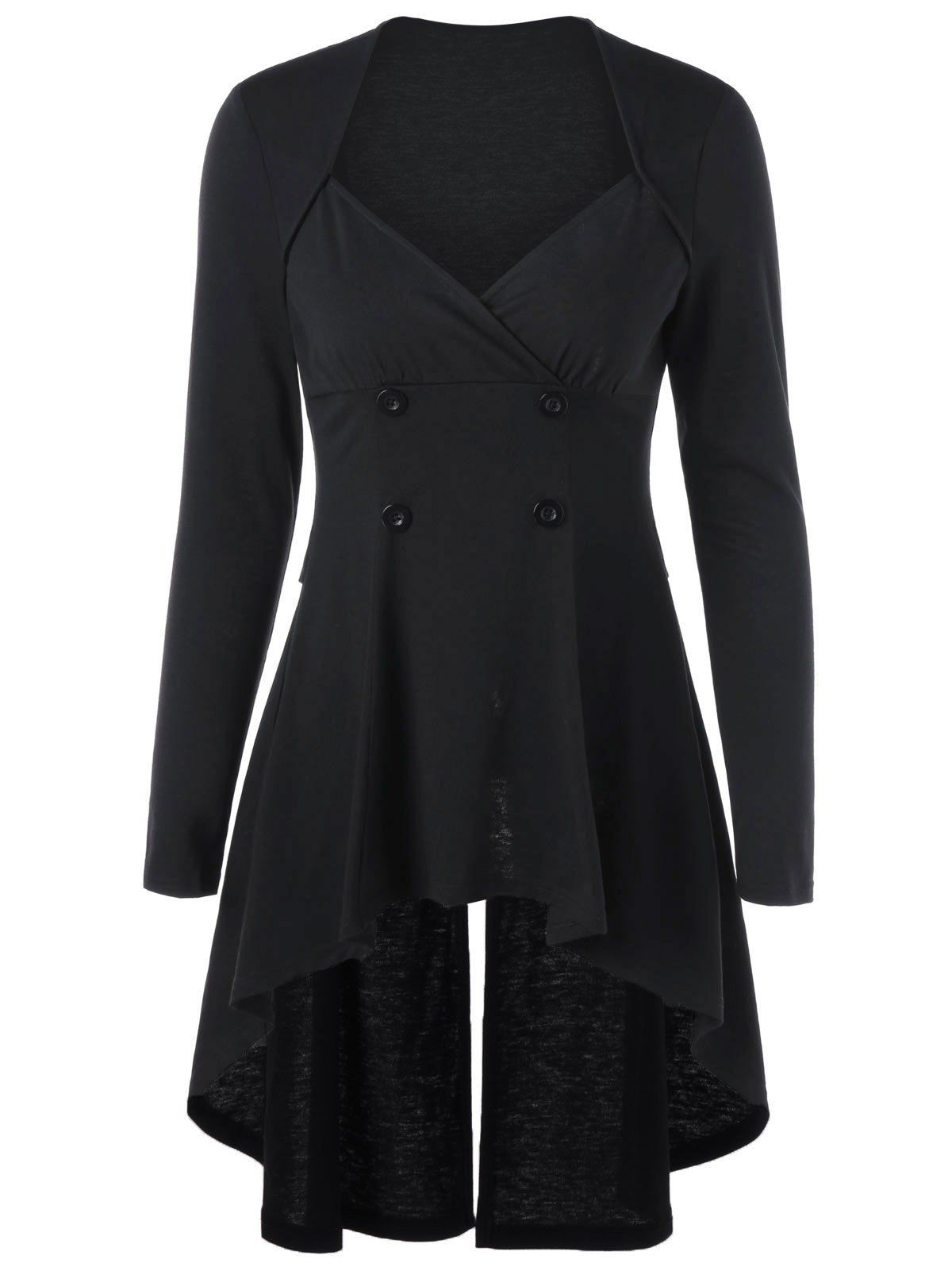 

Lace Up Dip Hem Tunic Top, Black