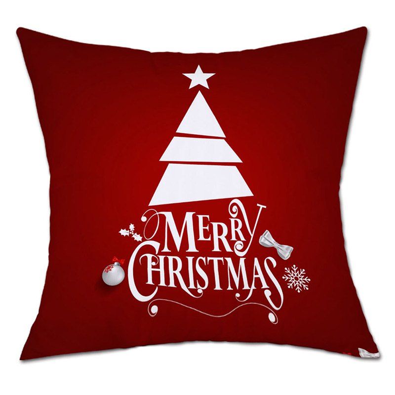 

Christmas Letter Tree Print Linen Sofa Pillowcase, Red