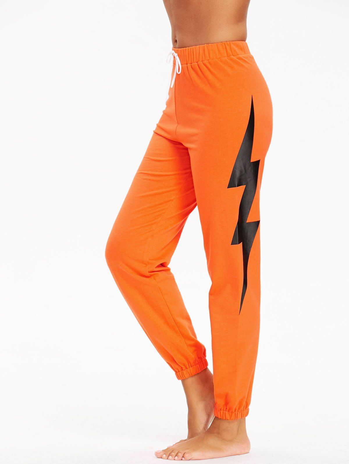 

Lightning Printed Drawstring Sports Track Pants, Orange