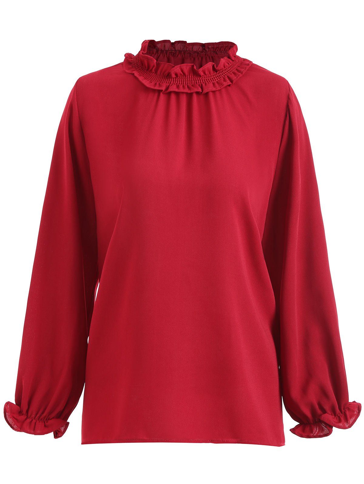 [17% OFF] 2020 Ruffle Neck Flounce Plus Size Blouse In RED | DressLily