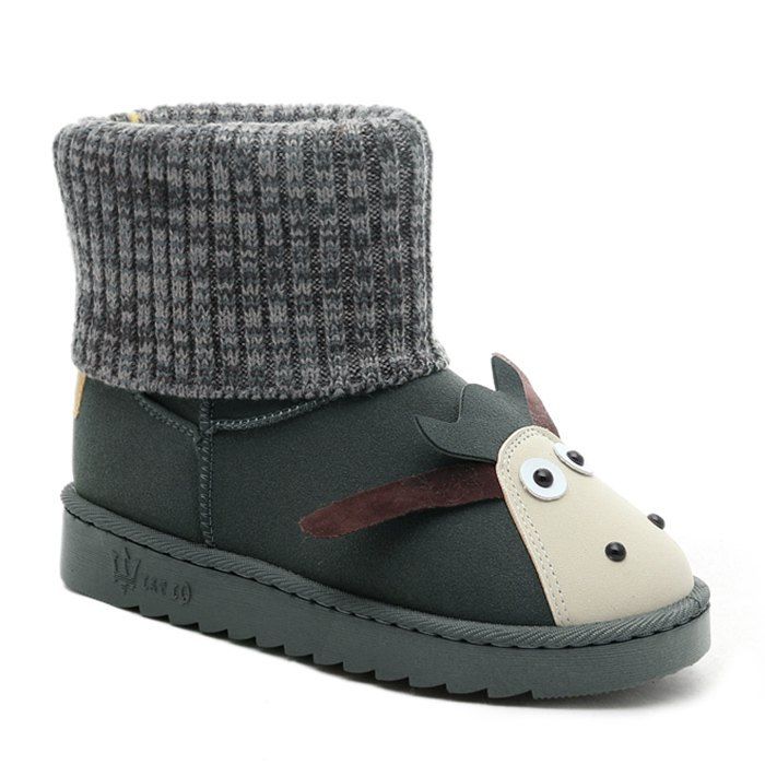

Slip On Sweet Cartoon Knitted Ankle Boots, Gray
