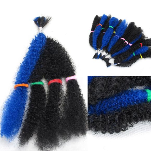 Long Fluffy Afro Bouclés Synthétique 5 Pcs Cheveux Weaves - Bleu 