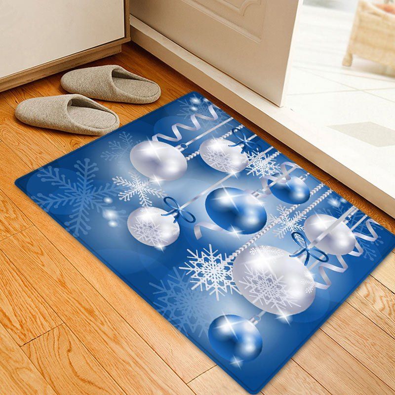 

Christmas Baubles Snowflake Pattern Indoor Outdoor Area Rug, Blue