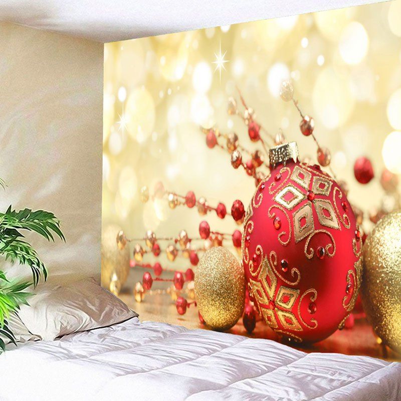 

Wall Art Christmas Balls Printed Tapestry, Golden