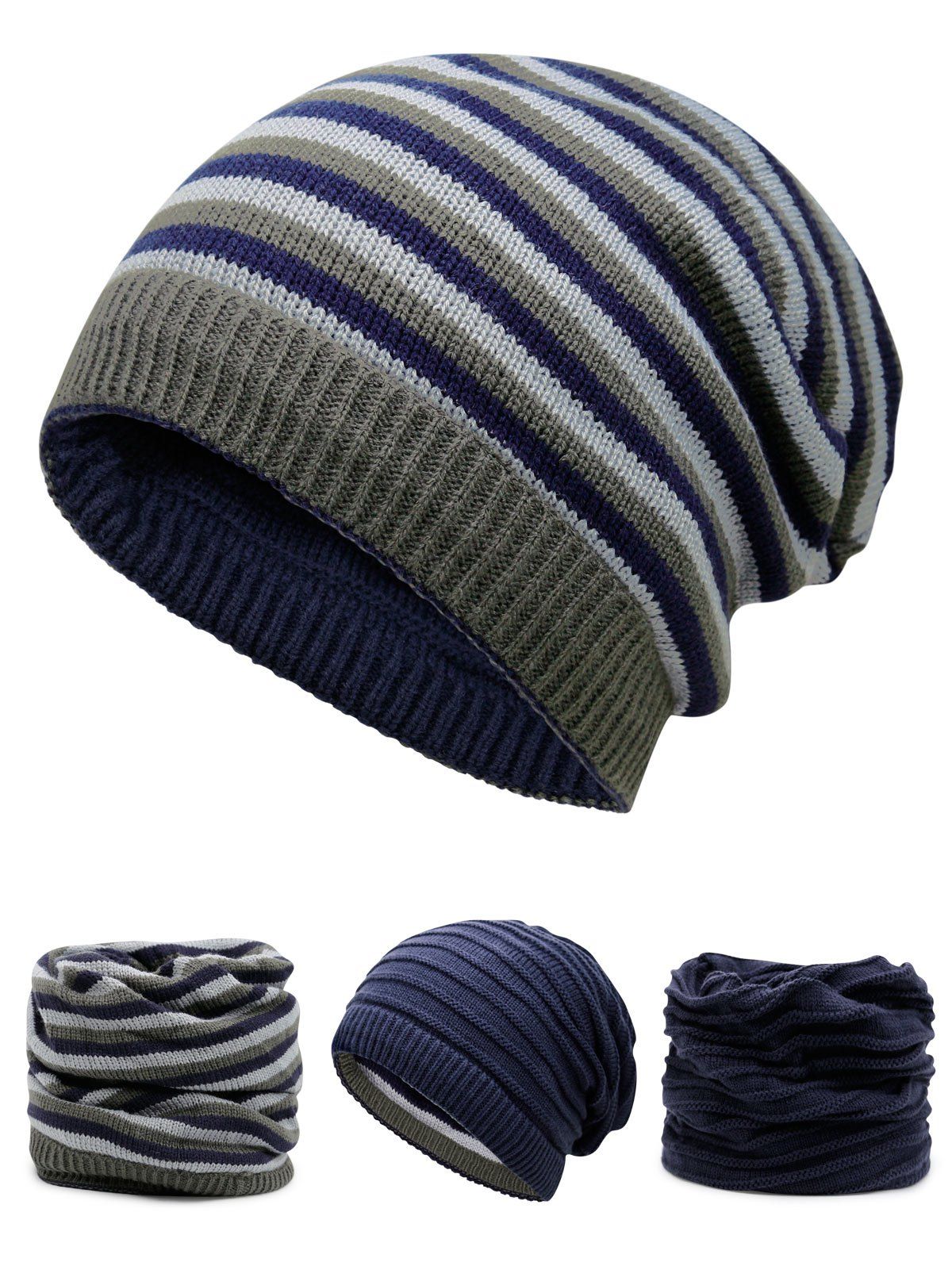 

Open Top Decorated Reversible Crochet Knitted Beanie, Cerulean