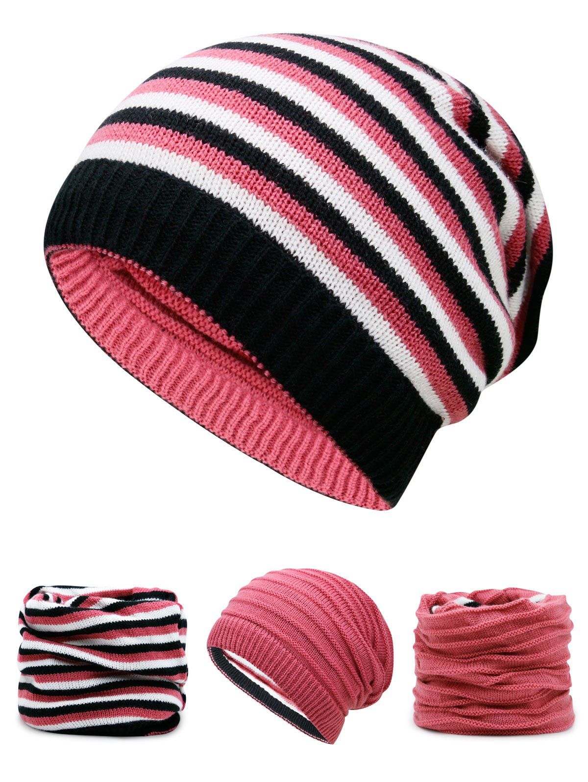 

Open Top Decorated Reversible Crochet Knitted Beanie, Watermelon red