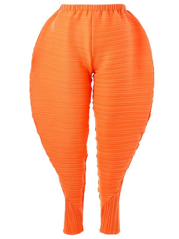 Pantalon Cuisses de Poulet Plissé Grande Taille Jour de l'Action de Grâce - Orange 2XL