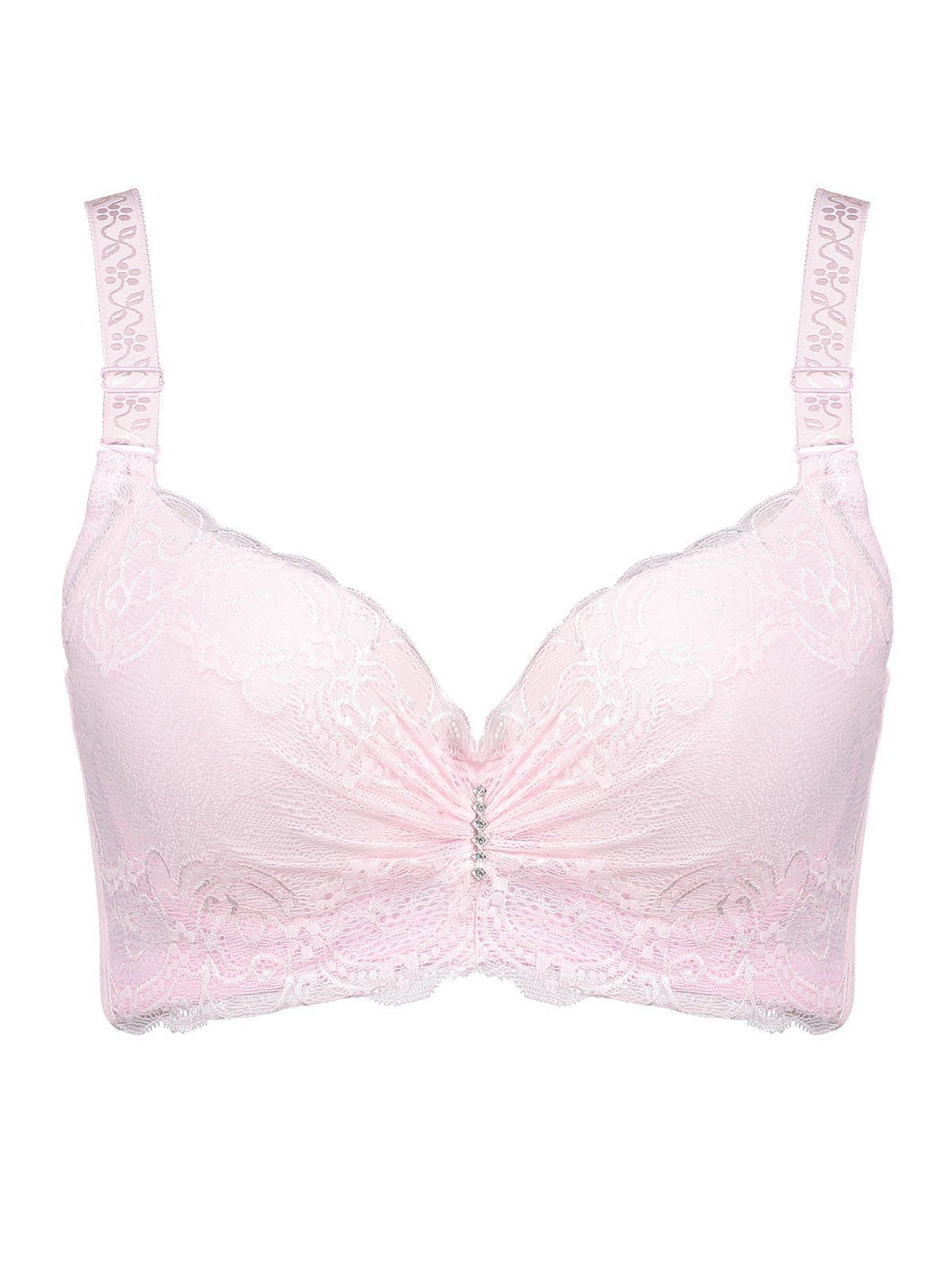 [17% OFF] 2020 Plus Size Padded Underwire Lace Trim Bra In SHALLOW PINK ...