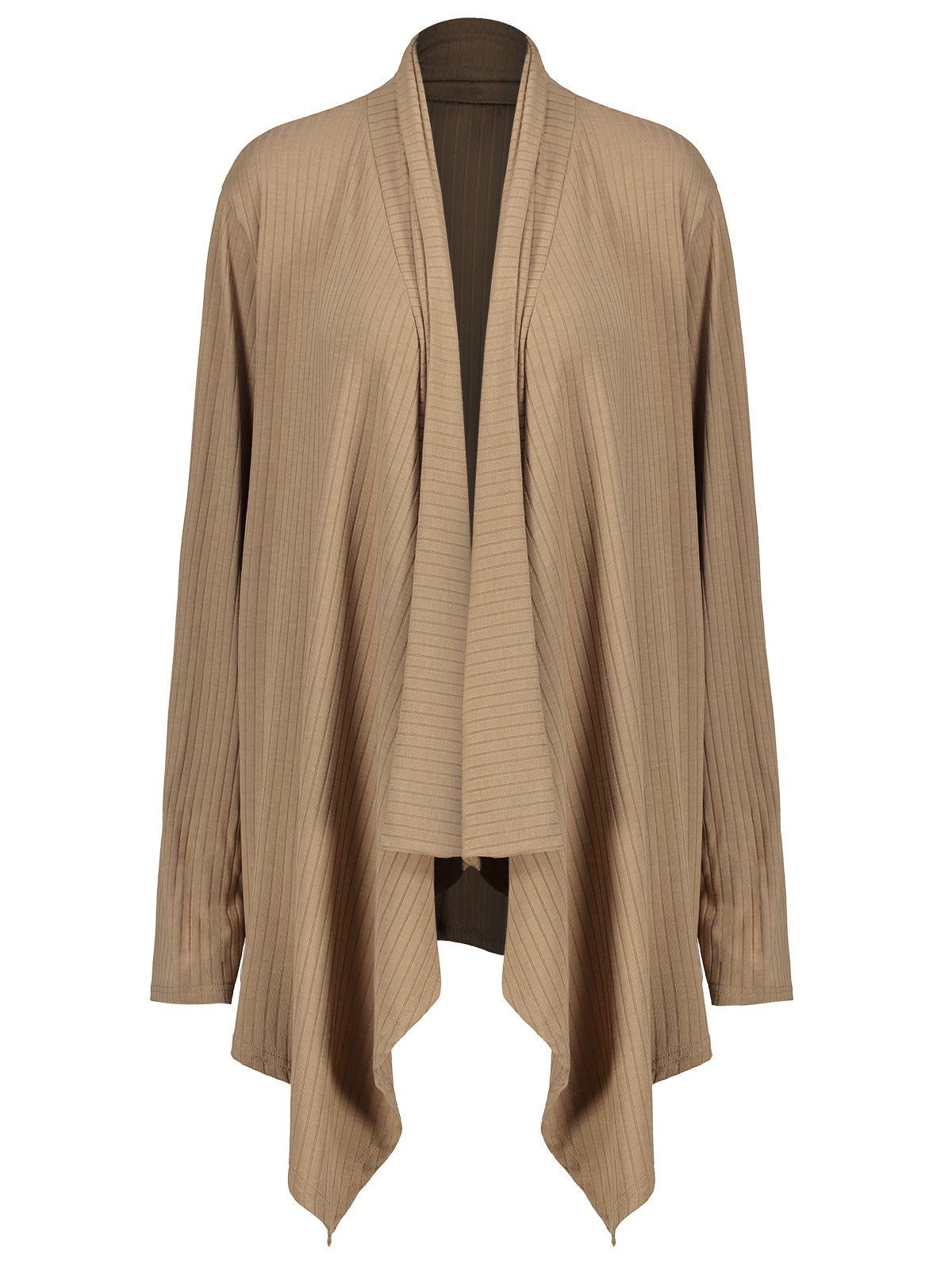 

Jersey Plus Size Long Asymmetric Draped Coat, Khaki