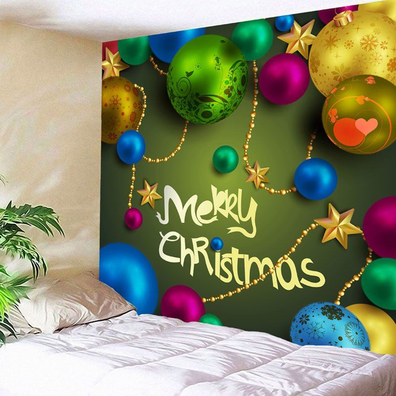 

Wall Hanging Merry Christmas Balls Pattern Tapestry, Green
