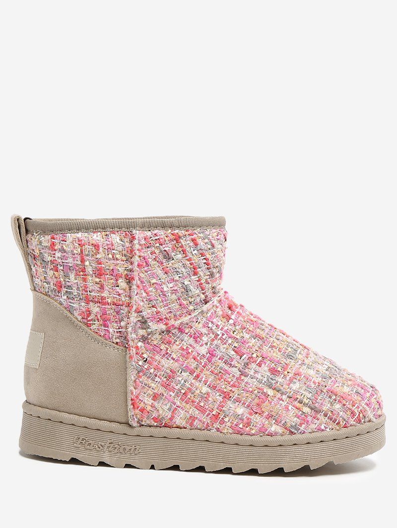 

Suede Panel Winter Snow Ankle Boots, Pink