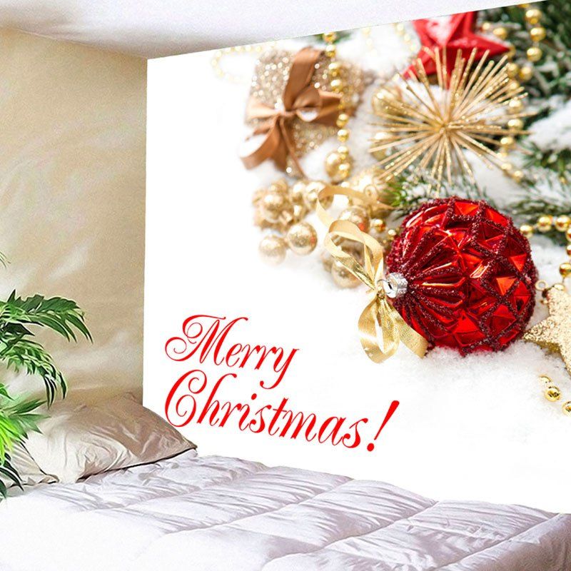 

Wall Hanging Merry Christmas Ball Letter Print Tapestry, White
