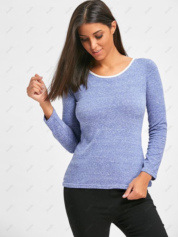 T-shirt Décontracté à Manches Longues - Bleu ONE SIZE