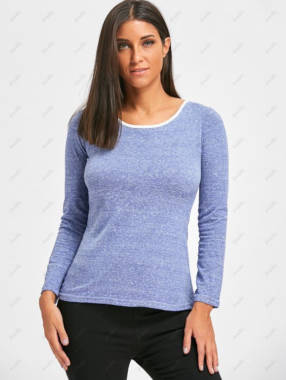 T-shirt Décontracté à Manches Longues - Bleu ONE SIZE