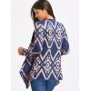 Retro Style Long Sleeve Collarless Ethnic Print Loose-Fitting Women's Cardigan - PURPLISH BLUE XL