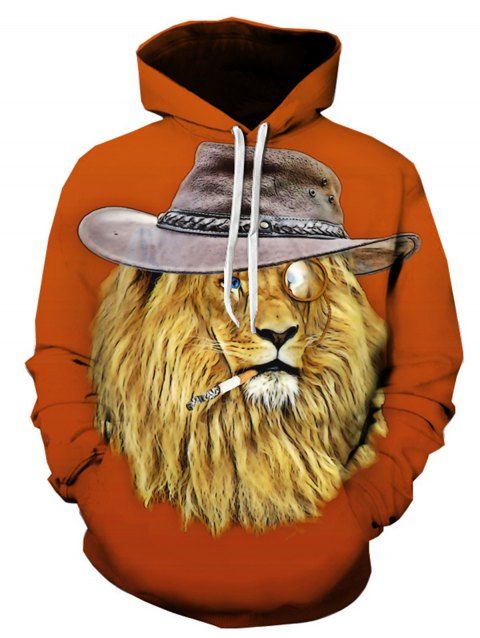 Hat Lion 3D Print Pullover Hoodie