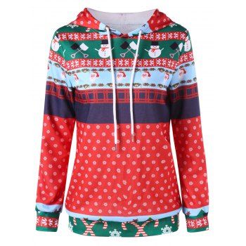 

Christmas Print Pullover Hoodie, Colormix