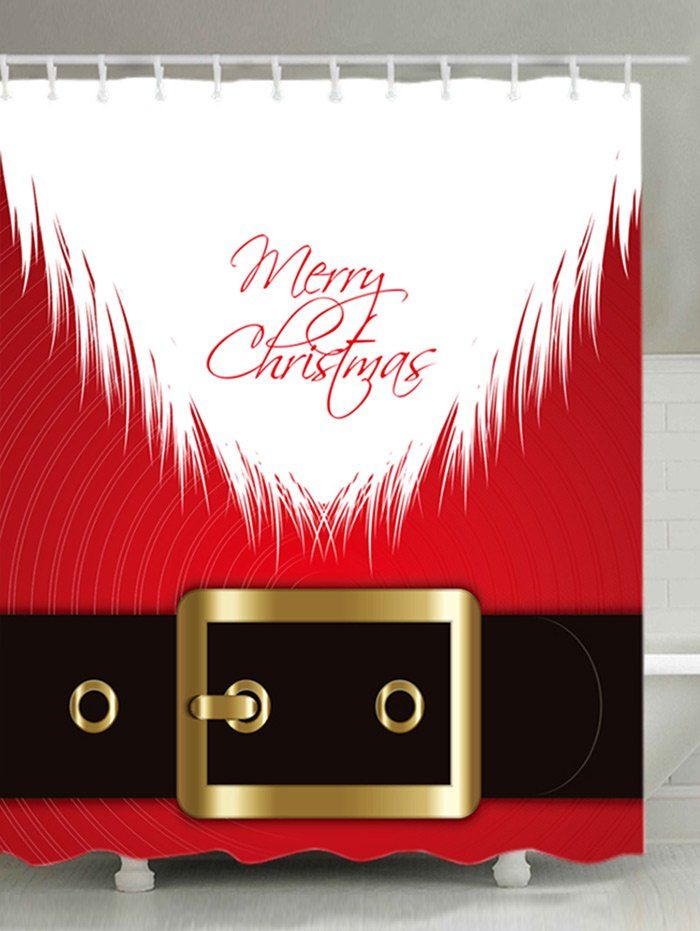

Christmas Santa Costume Print Waterproof Fabric Shower Curtain, Red