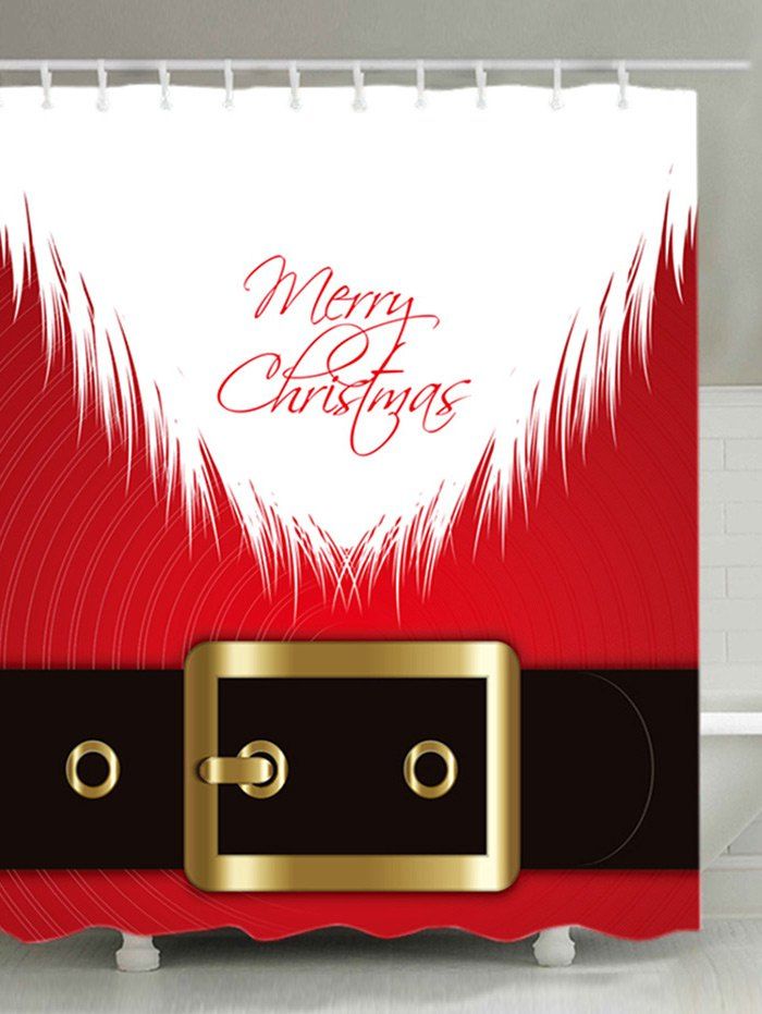 

Christmas Santa Costume Print Waterproof Fabric Shower Curtain, Red