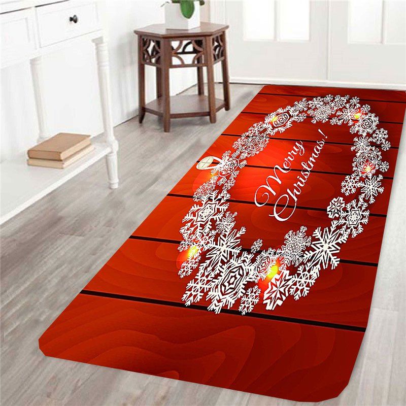 

Skidproof Christmas Snowflake Wreath Pattern Rug, Red