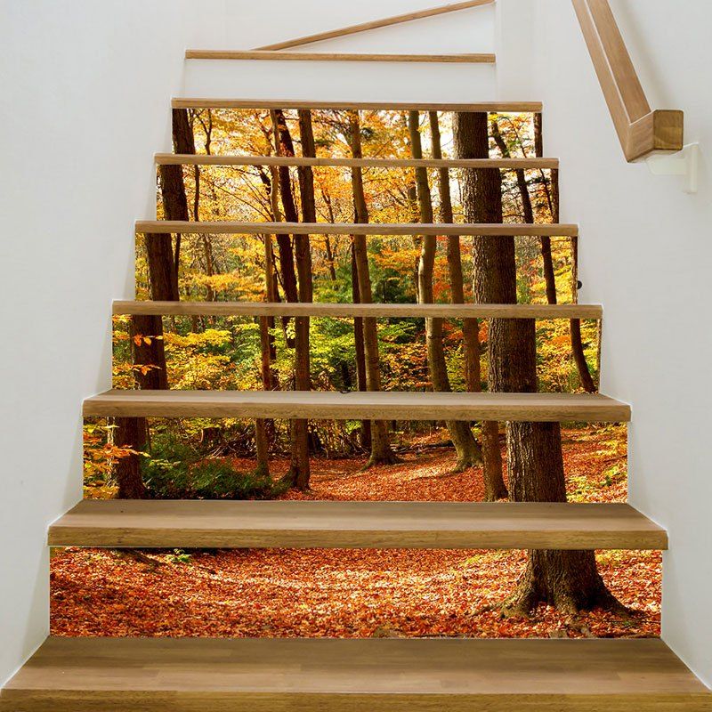 

3D Maples Forest Printed Stair Stickers, Colorful
