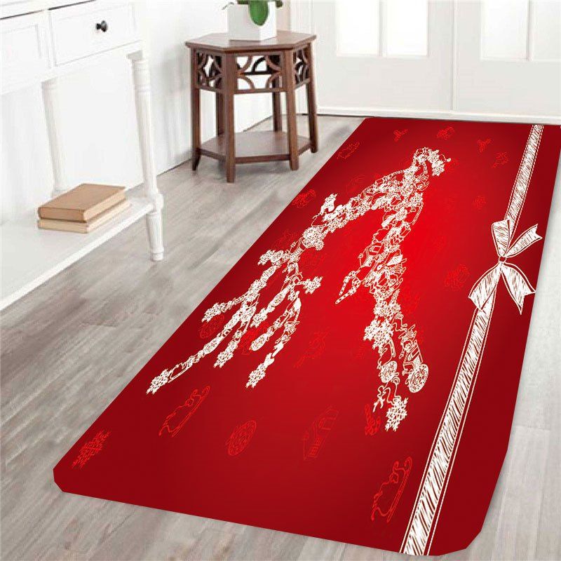 

Snowflake Elk Printed Skid Resistant Rug, Red