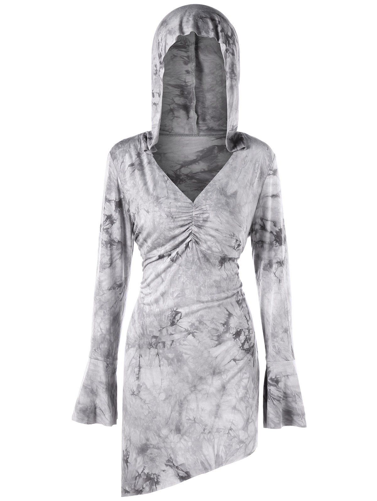 

Plus Size Tie Dye Asymmetrical Hoodie, Gray