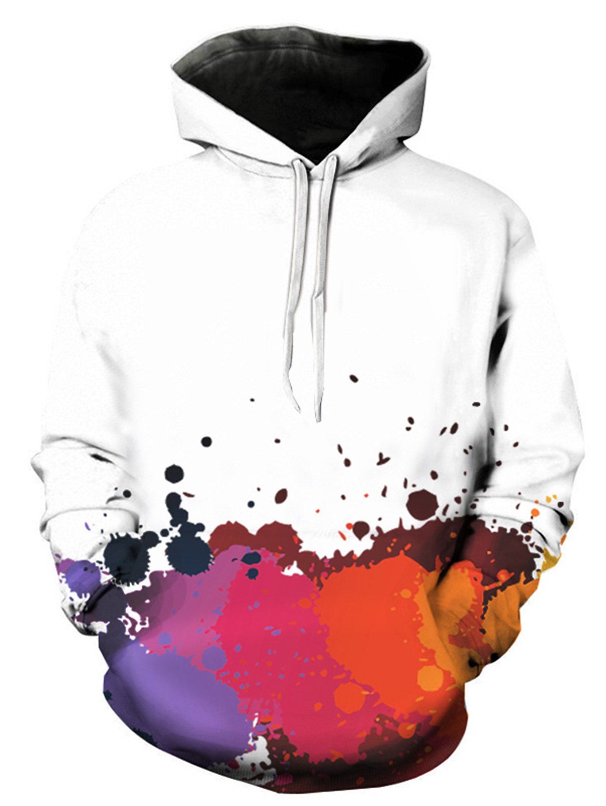 

Colorful Paint Splatter 3D Print Pullover Hoodie, Red
