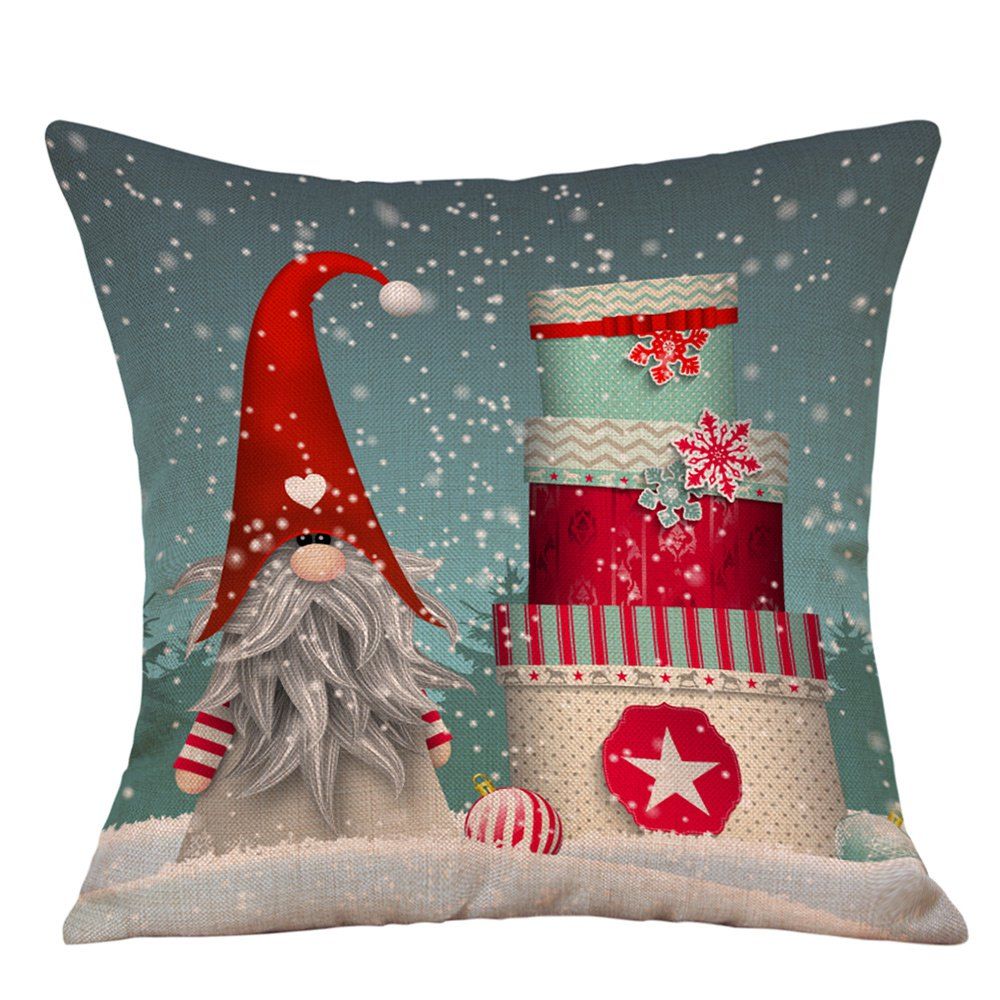 

Snowy Christmas Gifts Print Linen Sofa Pillowcase, Colormix