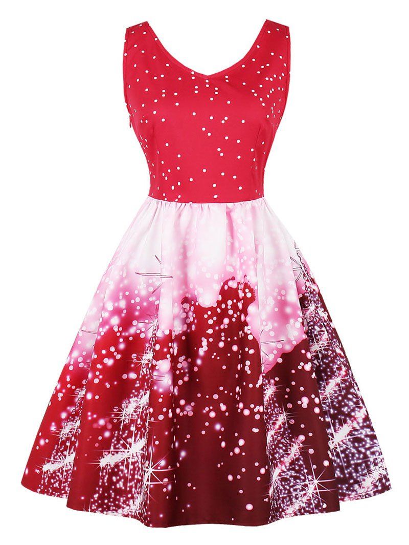 christmas print skater dress