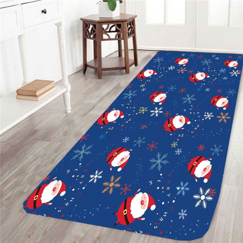 

Snowflake Santa Printed Antislip Rug, Blue