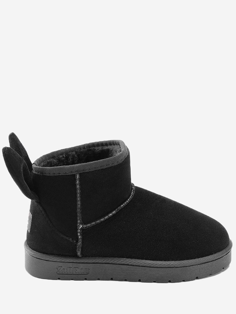 

Rabbit Ear Embellished Badge Snow Boots, Black