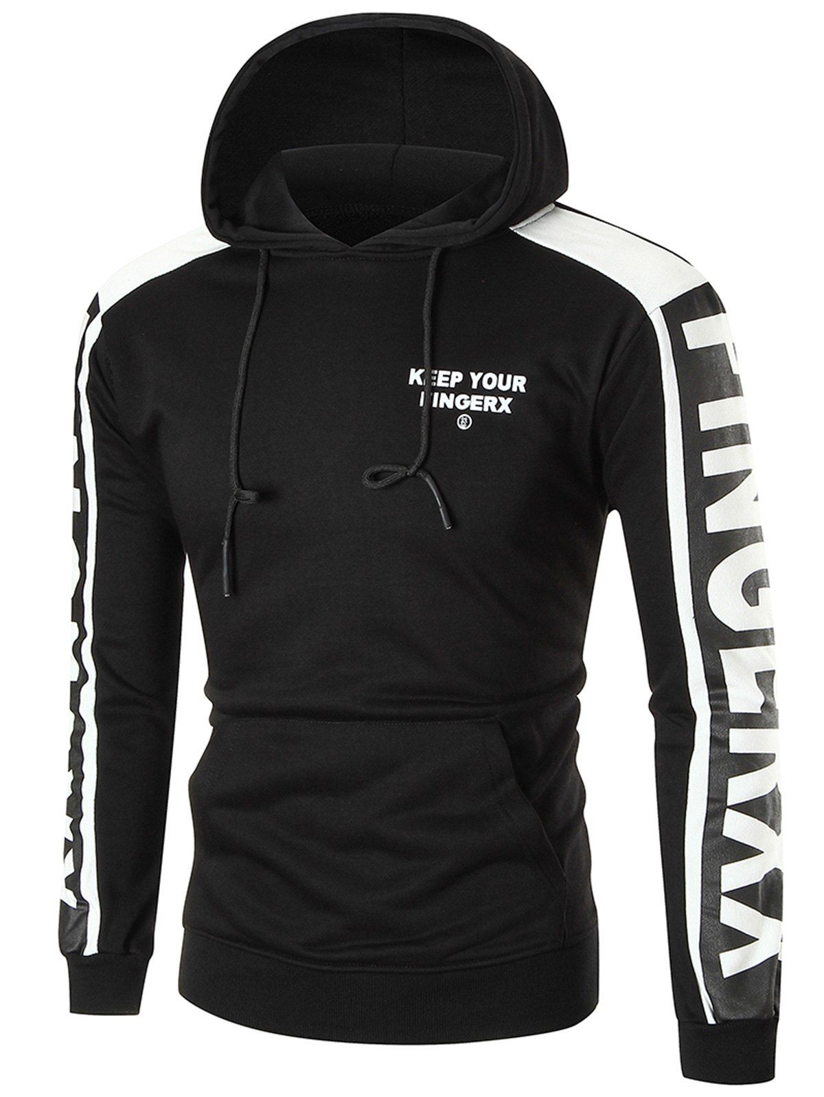 

Color Block Sports Graphic Hoodie, Black
