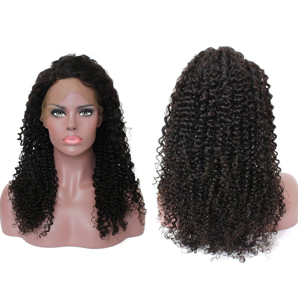 2018 Long Side Parting Kinky Curly Indian Remy Human Hair Lace
