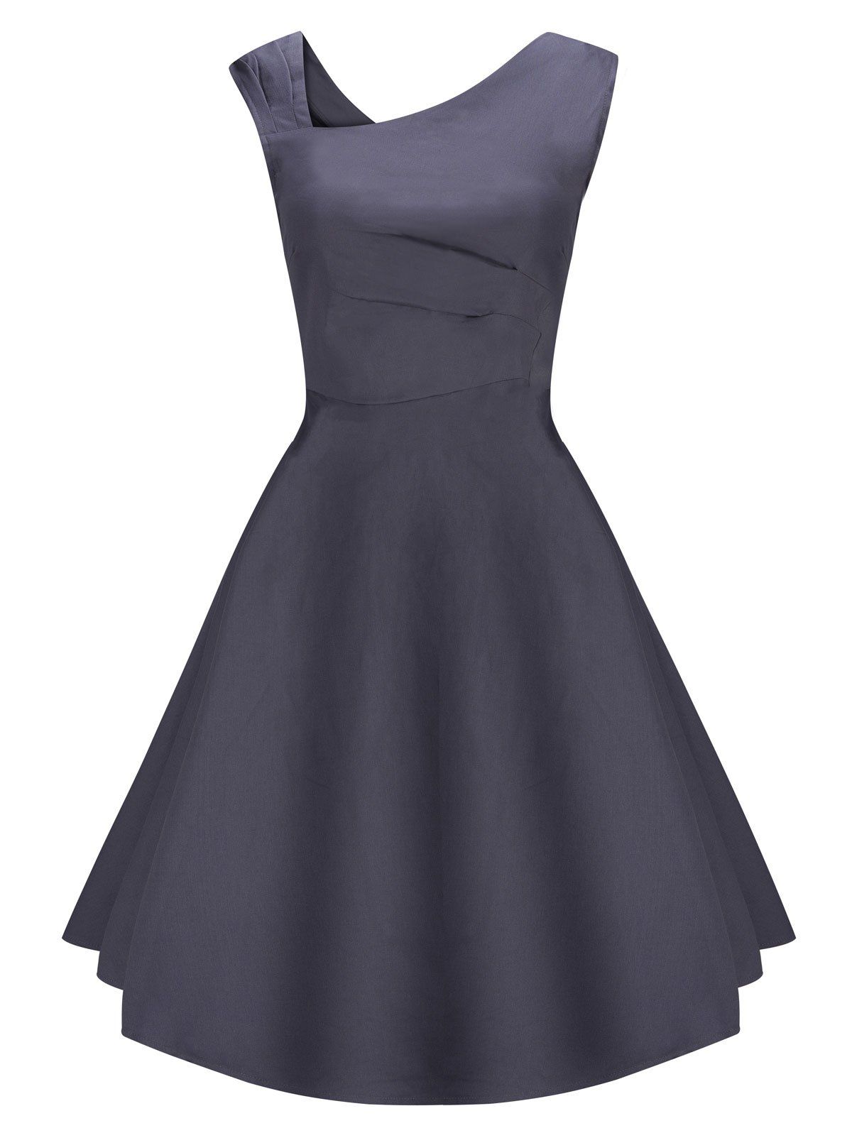 

Skew Neck Vintage Pin Up Party Dress, Dark grey